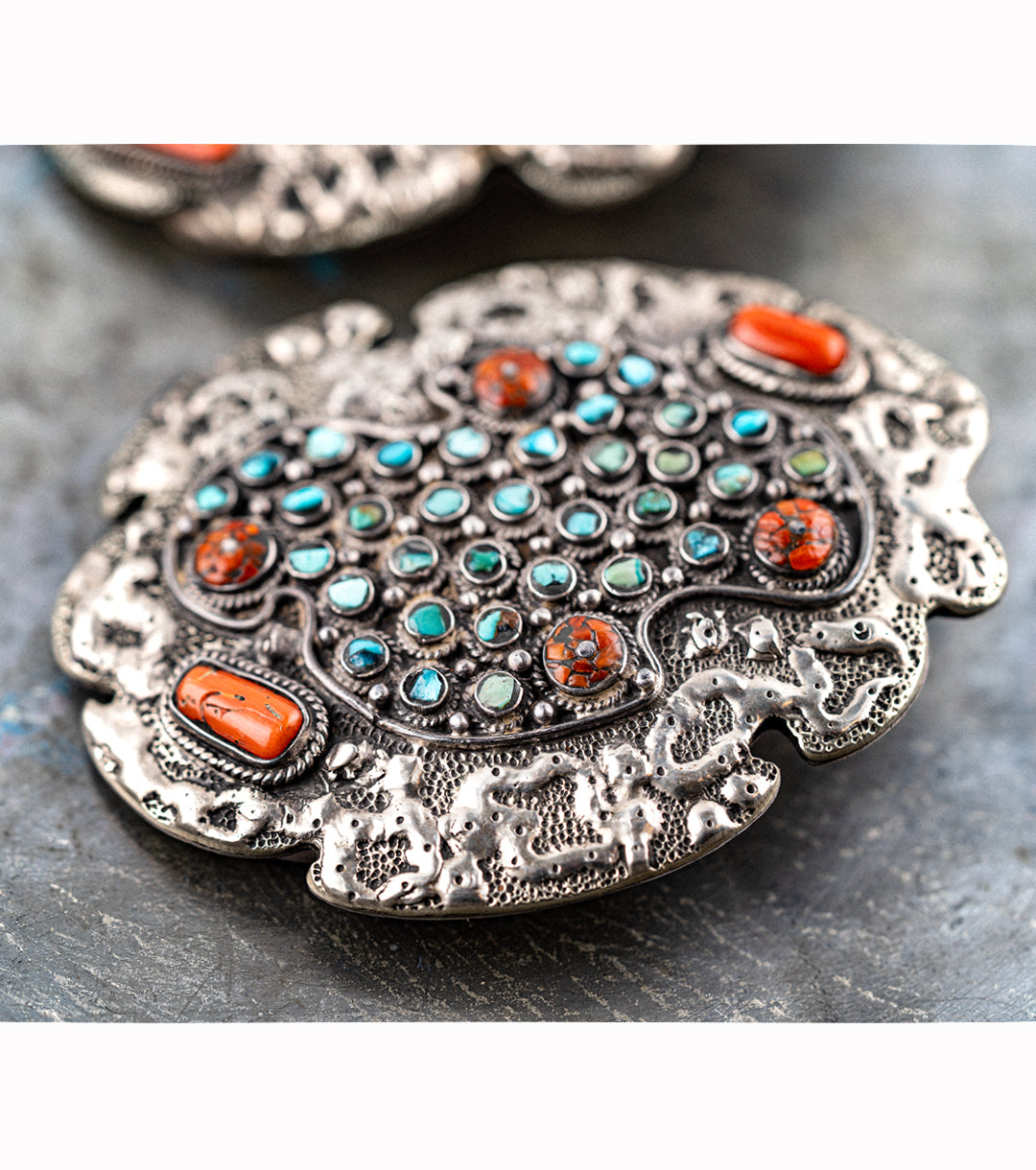 His & Hers Navajo Belt Buckle Set in 925 Silver, Turquoise & Coral