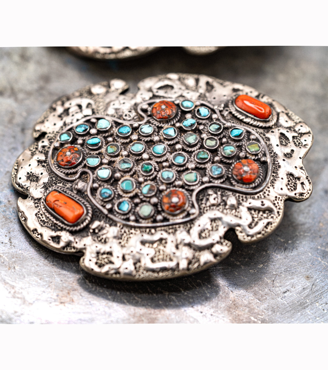 His & Hers Navajo Belt Buckle Set in 925 Silver, Turquoise & Coral