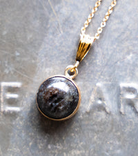 Nuummite - Sorcerer's Stone Charm Necklace in 14K Gold & 925 Silver
