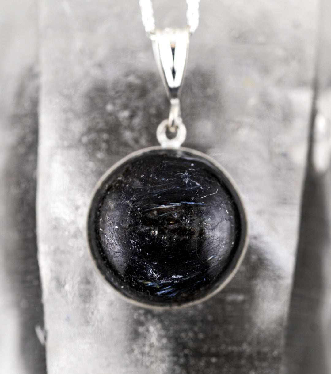 Nuummite - Sorcerer's Stone Charm Necklace in 14K Gold-Filled & 925 Silver