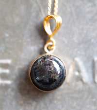 Nuummite - Sorcerer's Stone Charm Necklace in 14K Gold & 925 Silver