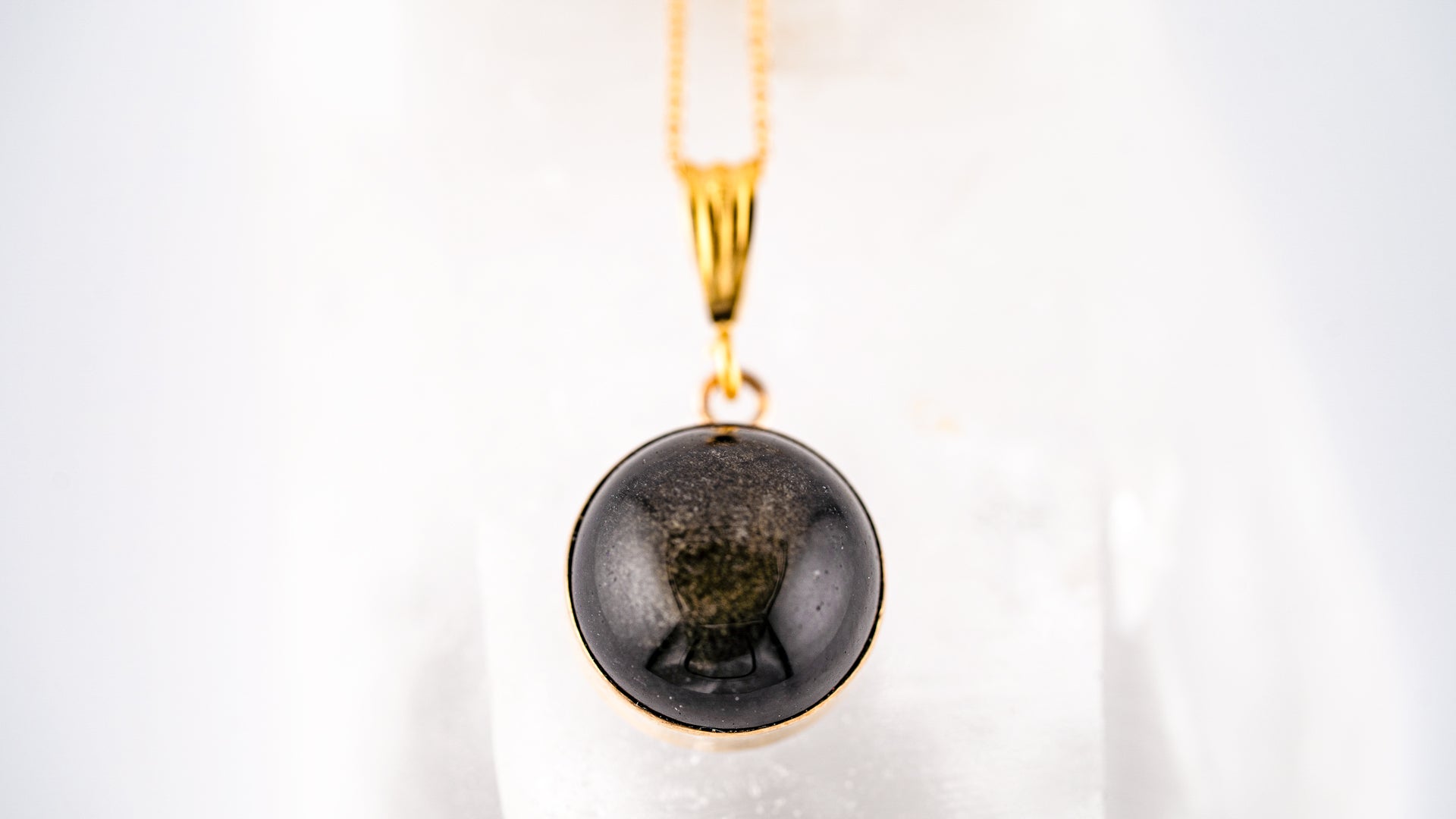 Golden Obsidian "Explorer" Gold-Filled 925 Silver Charm Necklace