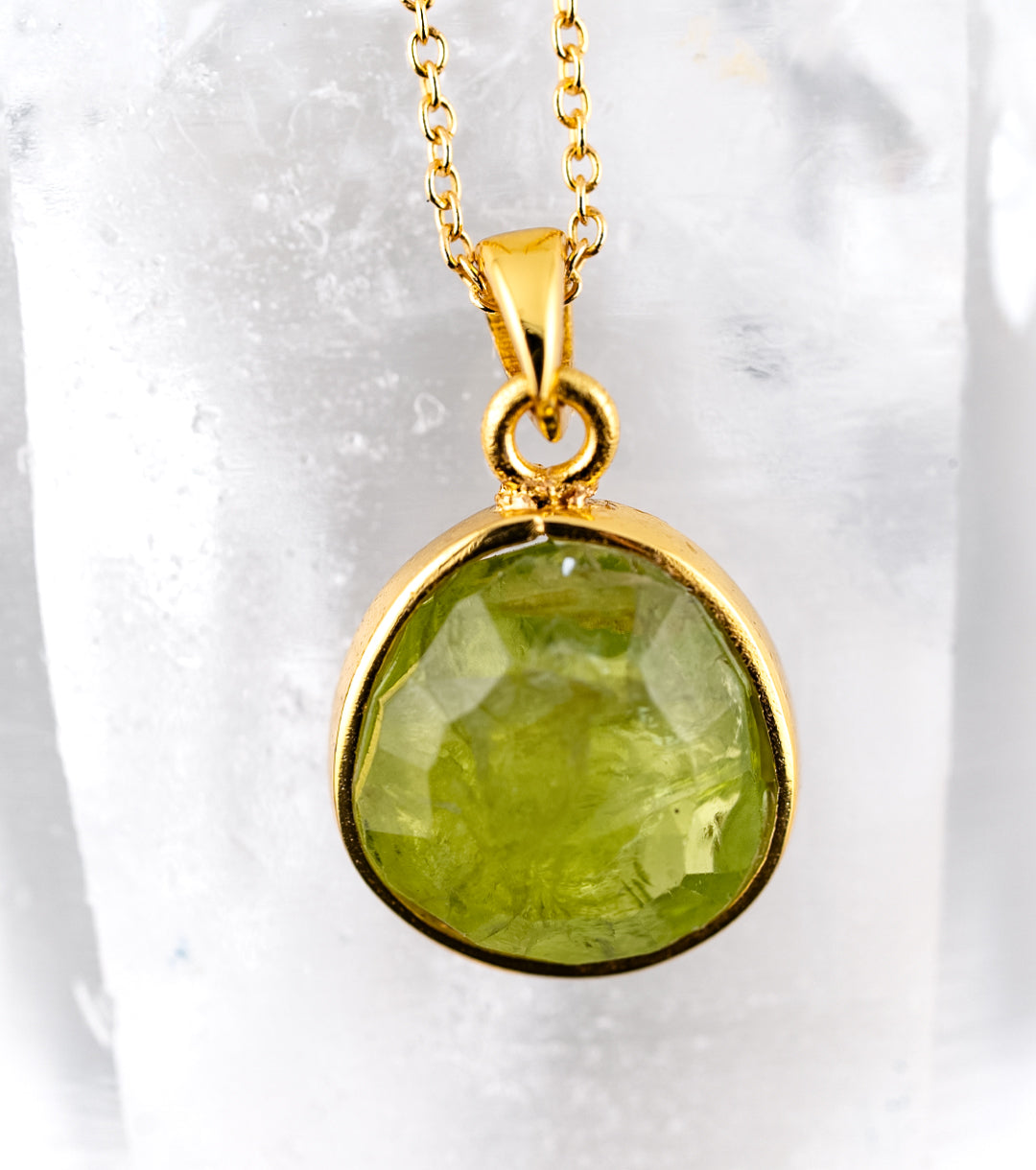 Peridot "Cleopatra" Pendant & 18K Gold Filled 925 Silver Rope Necklace