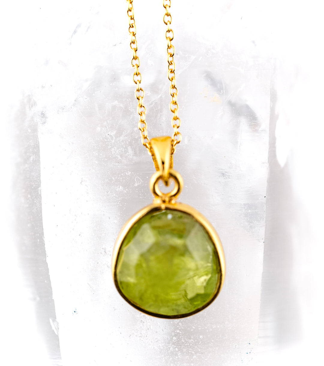 Peridot "Cleopatra" Pendant & 18K Gold Filled 925 Silver Rope Necklace