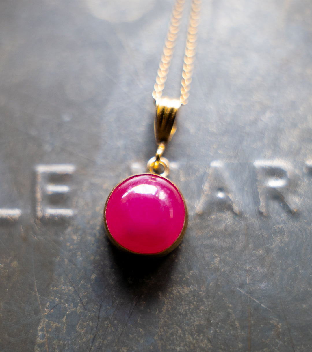 Pink Sapphire 14K Gold-Filled 925 Silver Charm Necklace