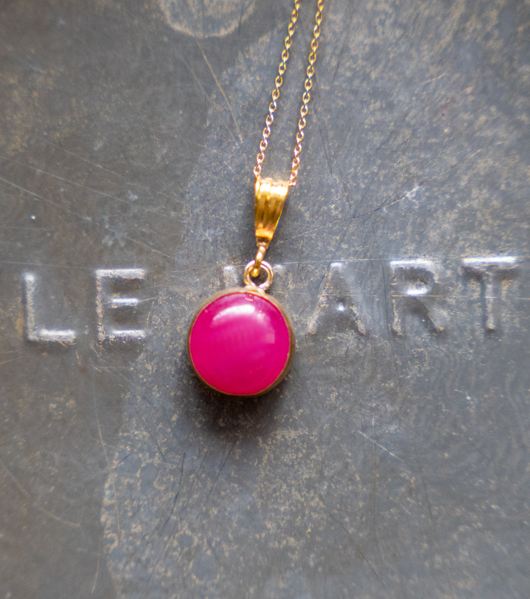 Pink Sapphire 14K Gold-Filled 925 Silver Charm Necklace