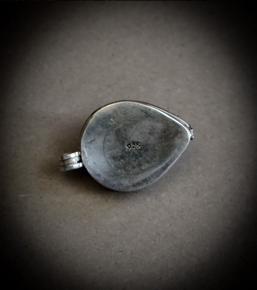 "Poison Locket"  925 Sterling Silver & Garnet Teardrop Pendant Necklace