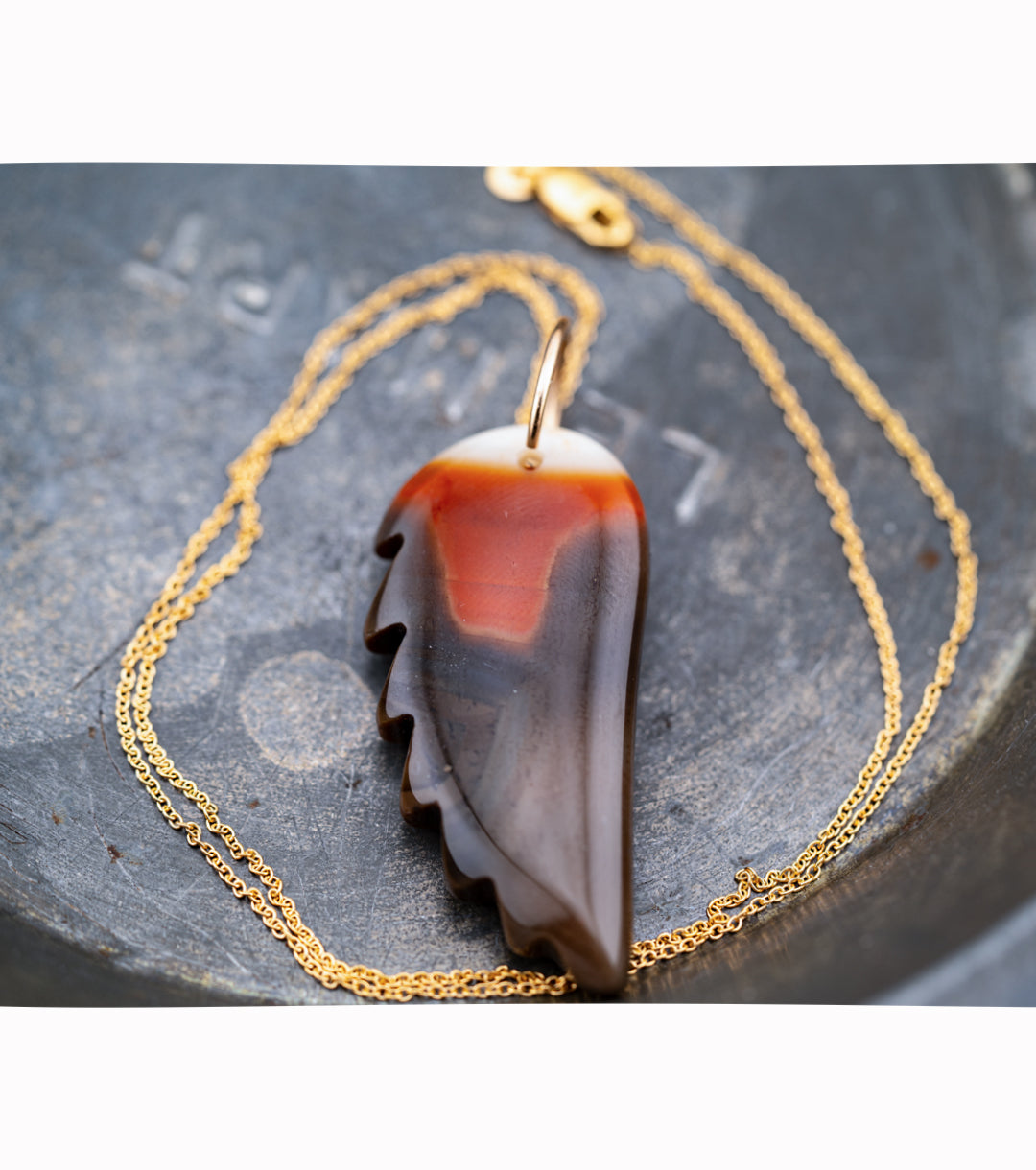 Carnelian Sardonyx "Sue" Wing Necklace