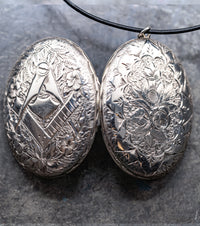 Scottish Masonic Locket in 925 Silver with Leather & Silver Necklace
