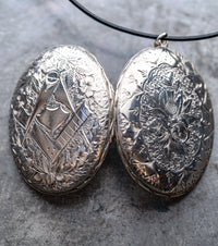 Scottish Masonic Locket in 925 Silver with Leather & Silver Necklace