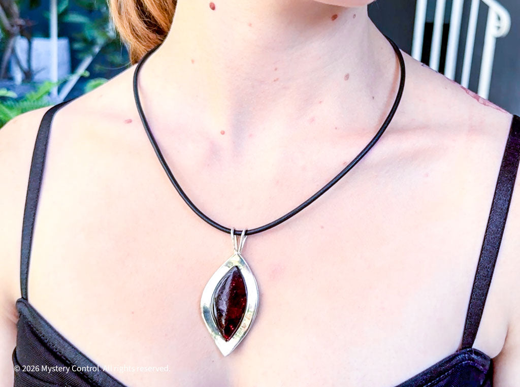 Baltic Amber Leaf 925 Silver & Leather Necklace