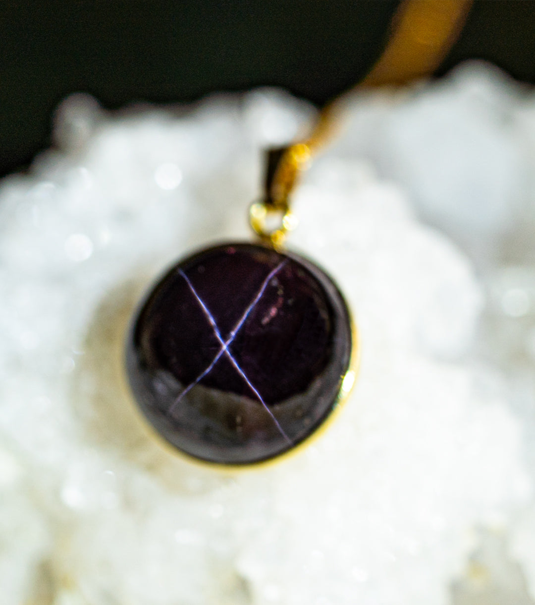 X-Star Garnet & 14KGF Charm Necklace