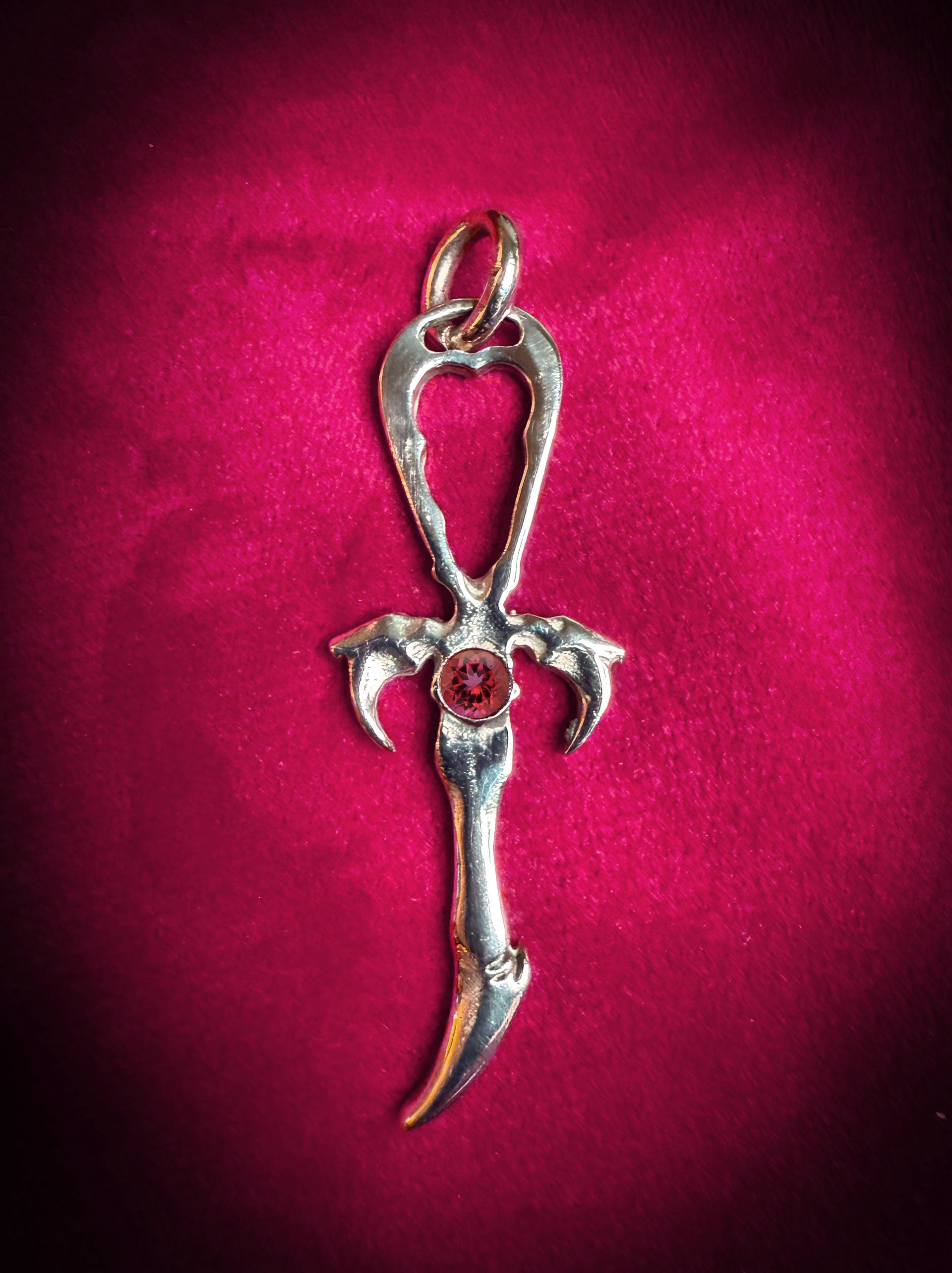 Rose Tourmaline & 925 Silver Vampire Ankh - Mystery Control x Endless Night