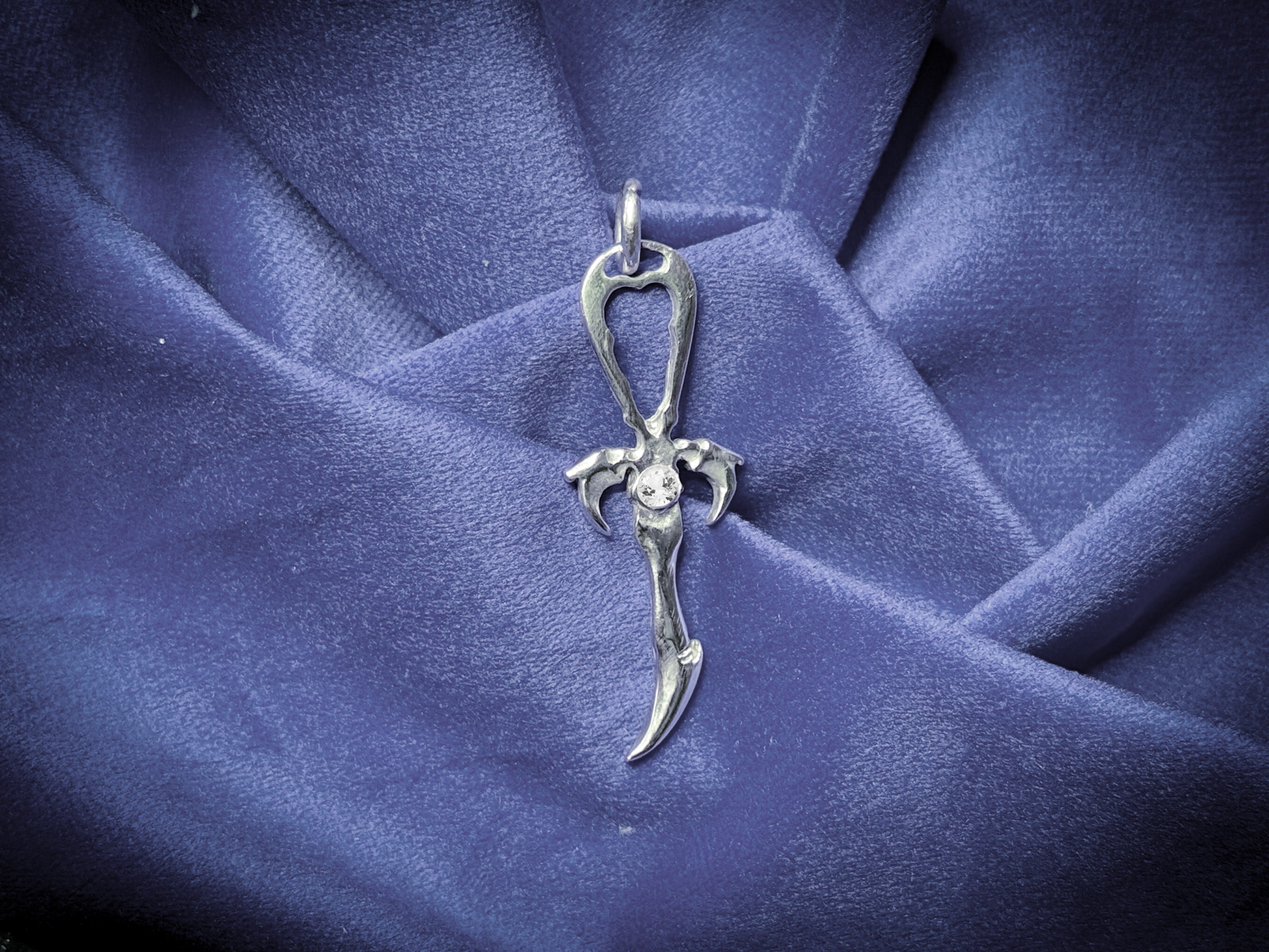 White Topaz 925 Silver Vampire Ankh - Mystery Control x Endless Night