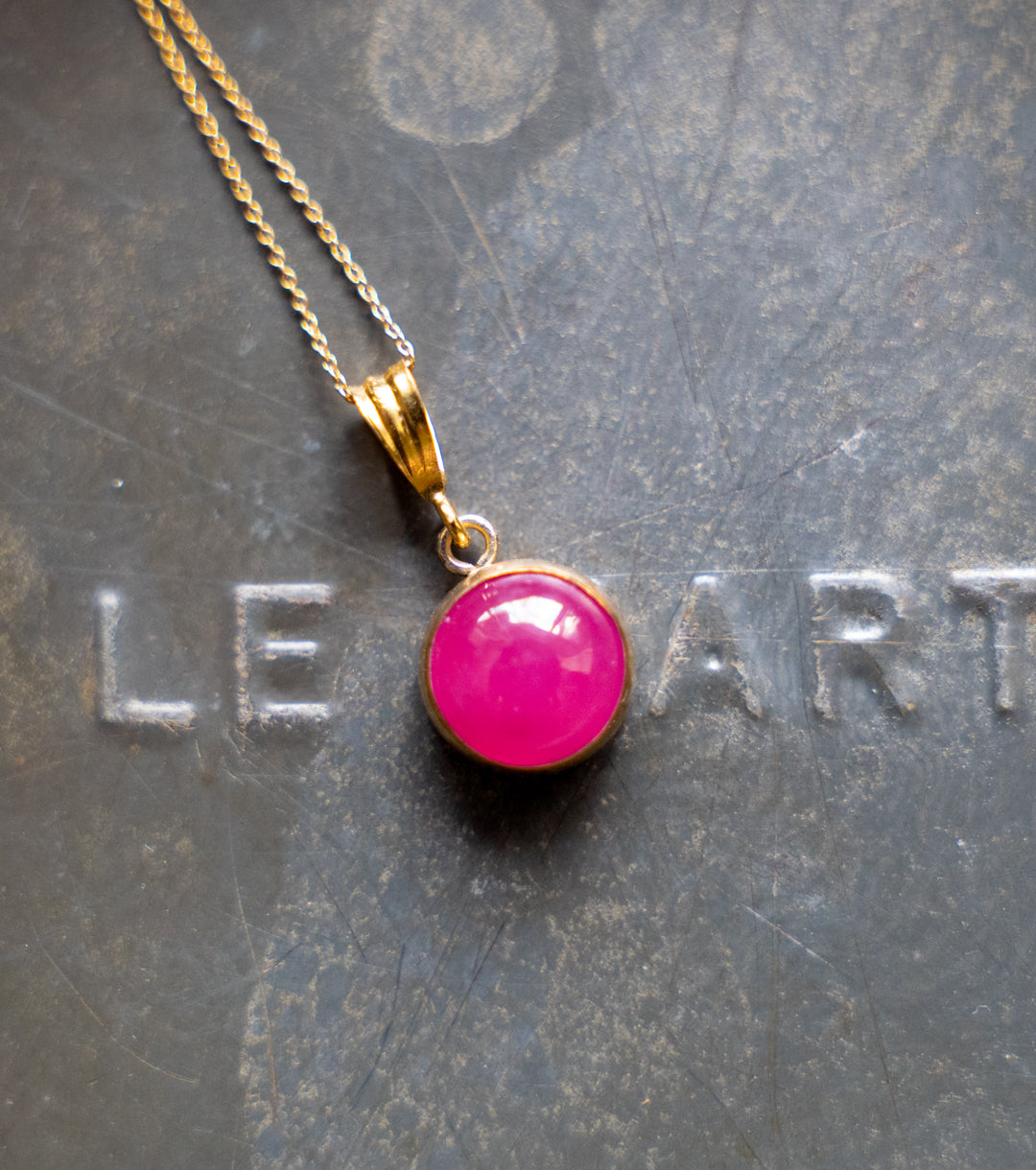 Pink Sapphire 14K Gold-Filled 925 Silver Charm Necklace