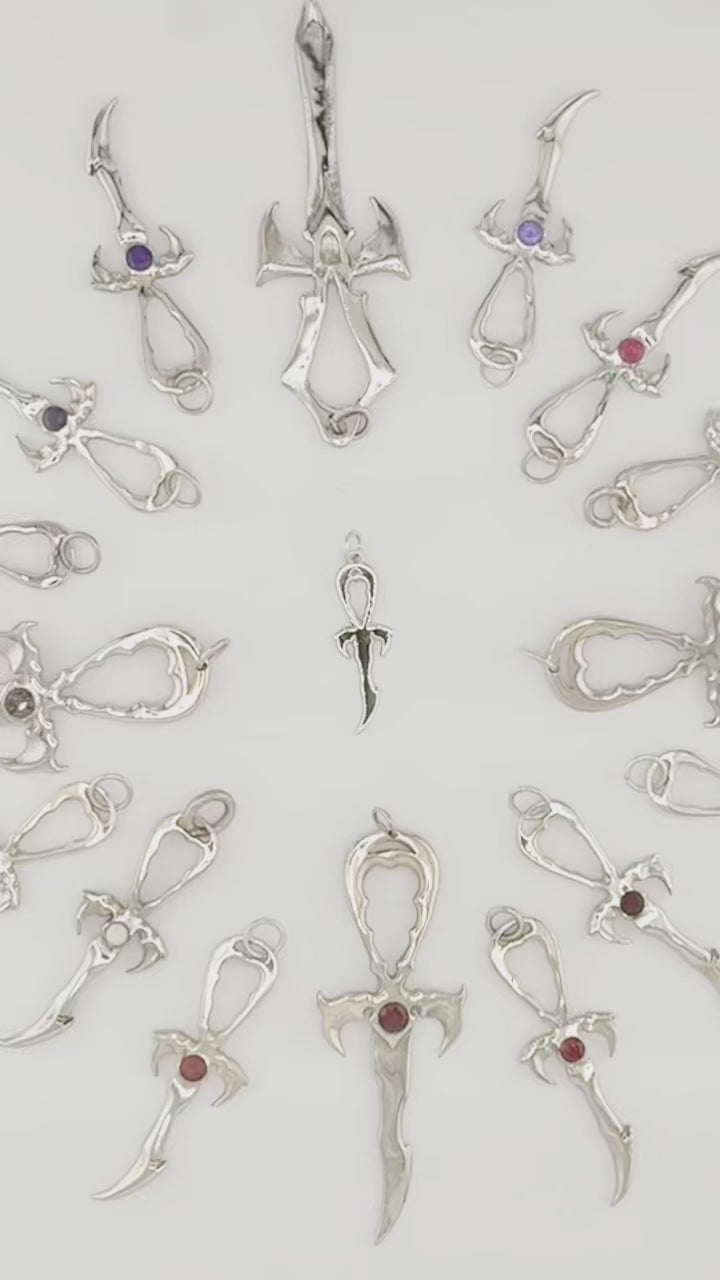 White Topaz 925 Silver Vampire Ankh - Mystery Control x Endless Night