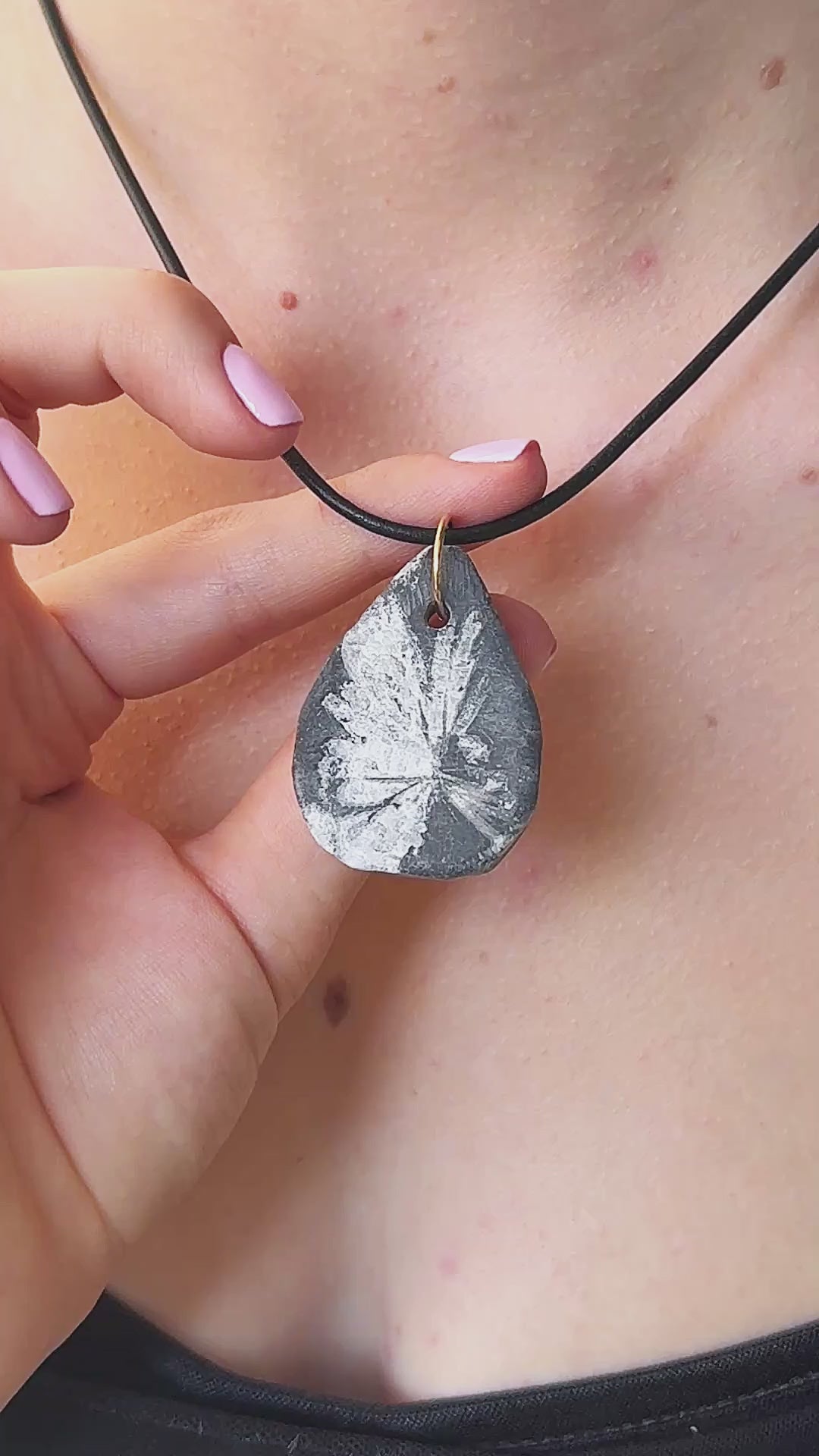 Chrysanthemum Stone 14K GF & Leather Necklace