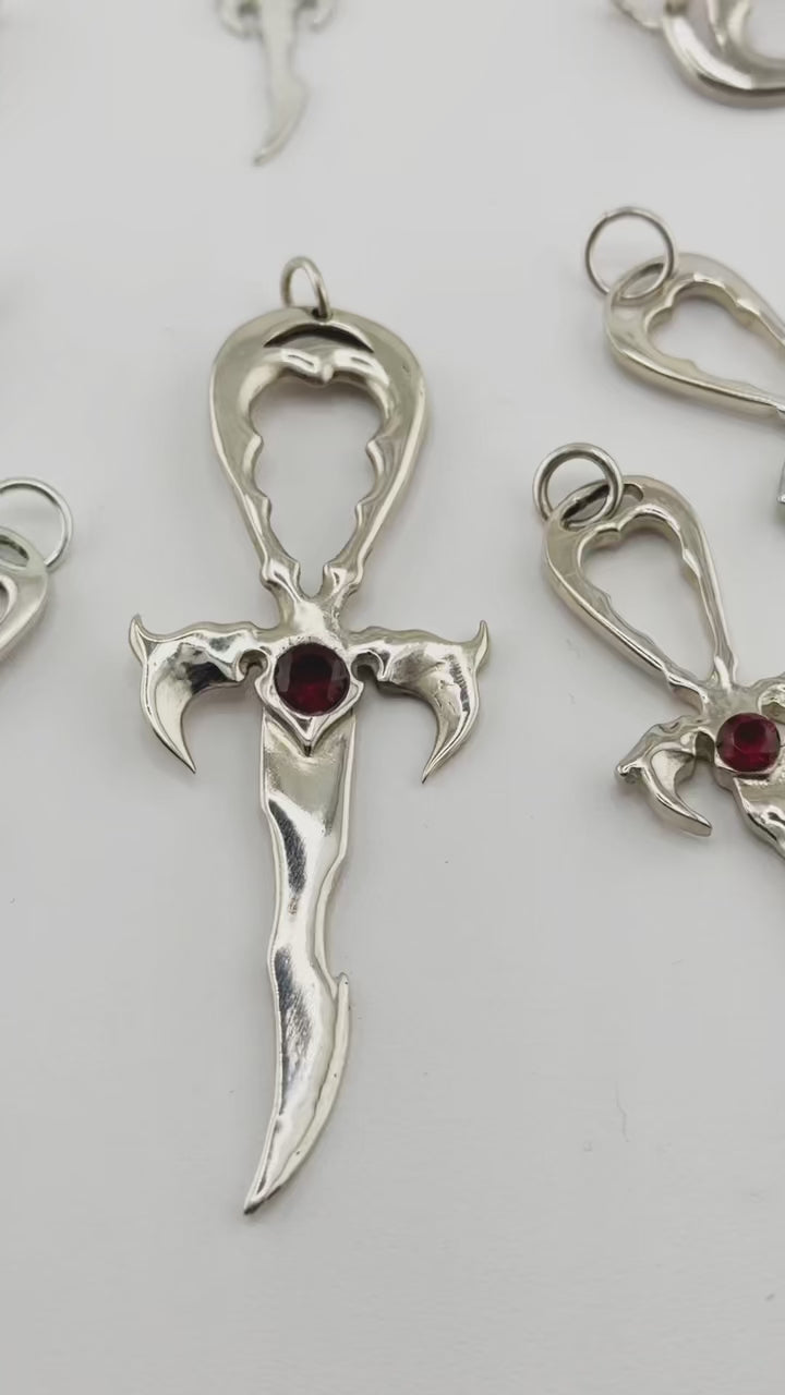 White Topaz 925 Silver Vampire Ankh - Mystery Control x Endless Night