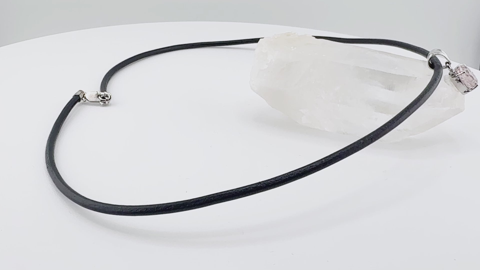 "Dexter" Skeletal Quartz, 925 Silver and Leather Necklace