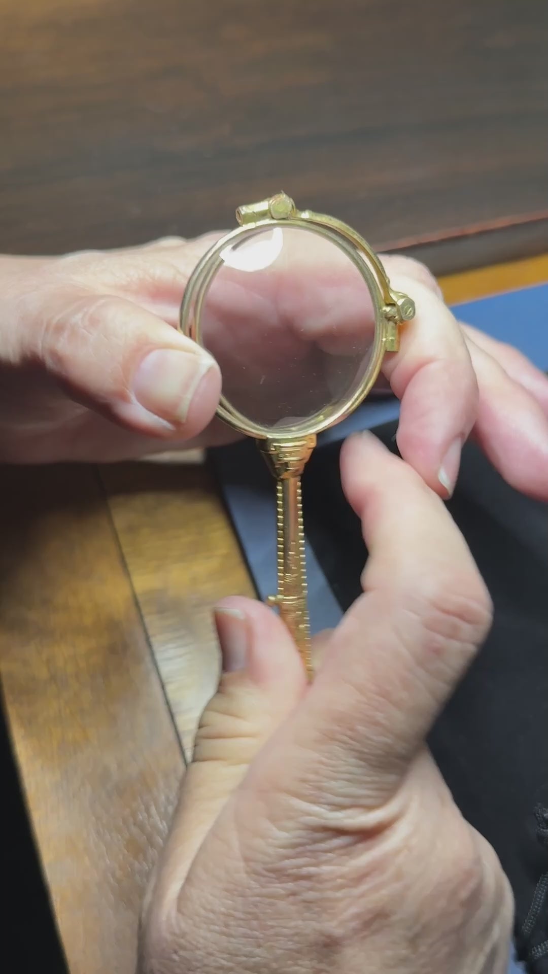 Gold Filled Lorgnette with Retractible Lenses