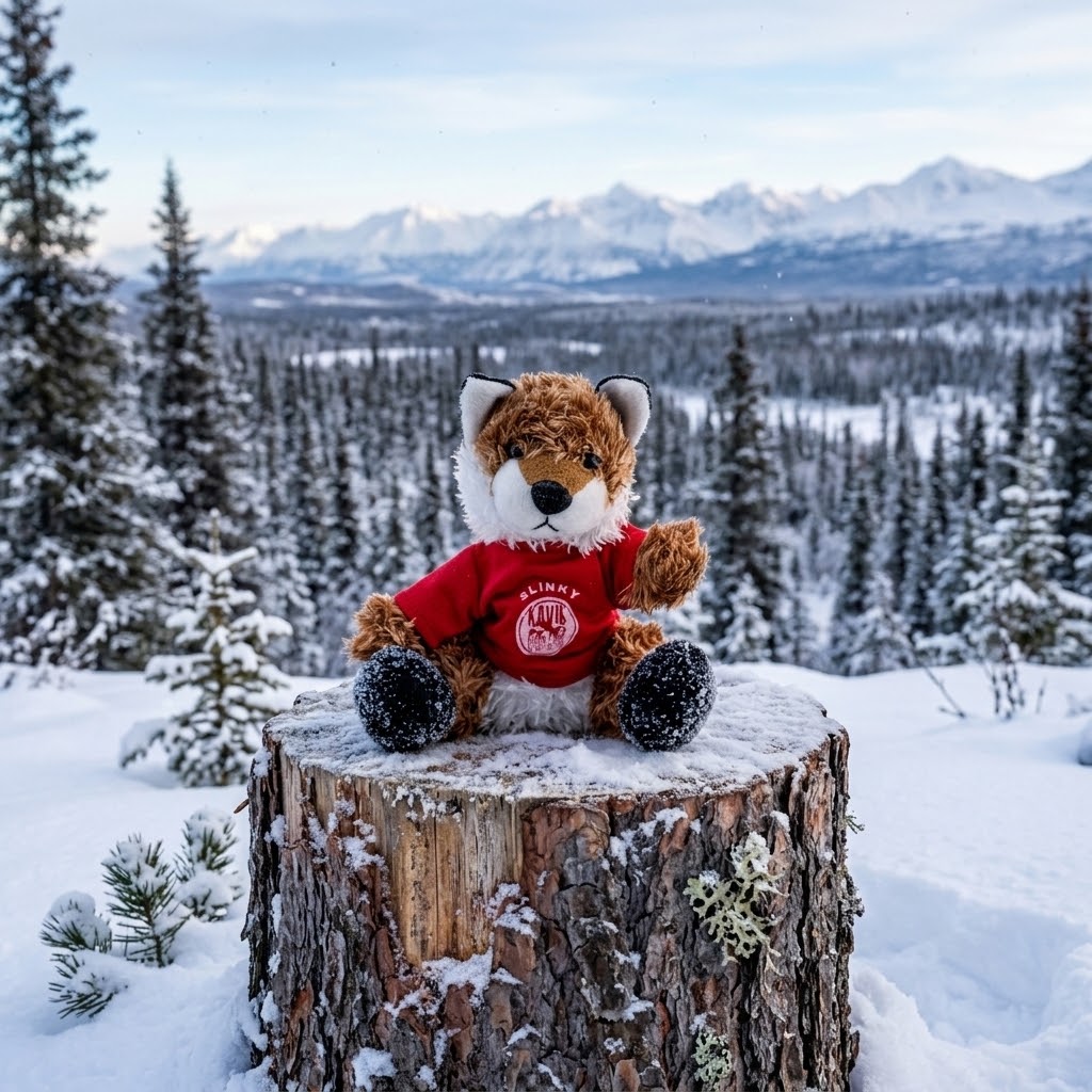 Slinky the Fox Limited Edition Plushie with Original Kavik River Logo Tee