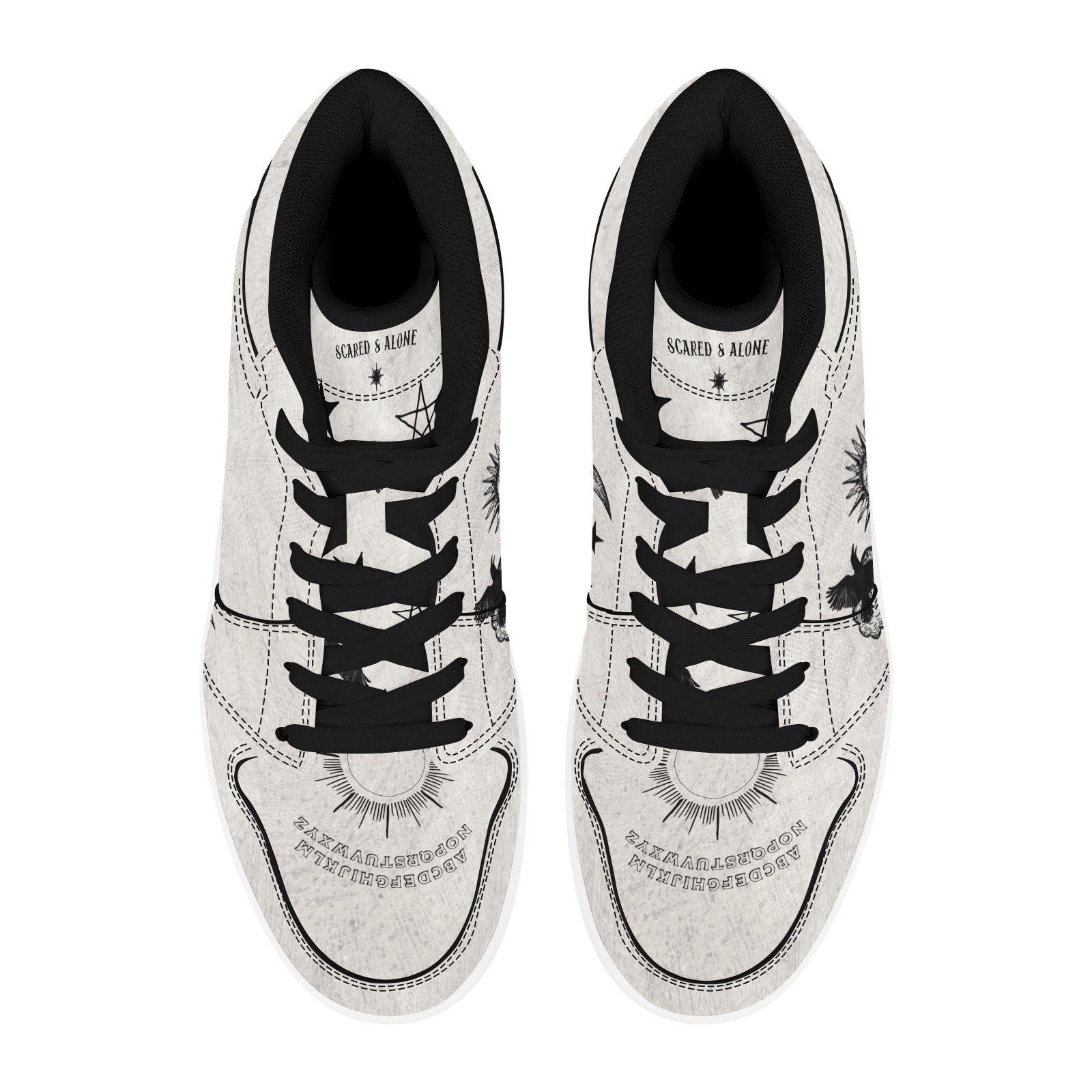 Scared & Alone Spirit Board Men's Vegan Leather High-Top Court Shoes  "Birch & Raven"