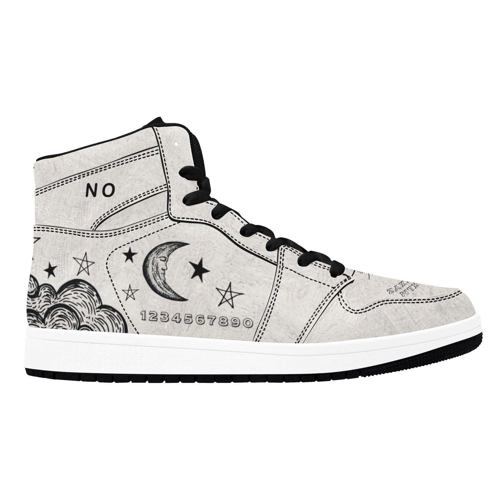 Scared & Alone Spirit Board Men's Vegan Leather High-Top Court Shoes  "Birch & Raven"