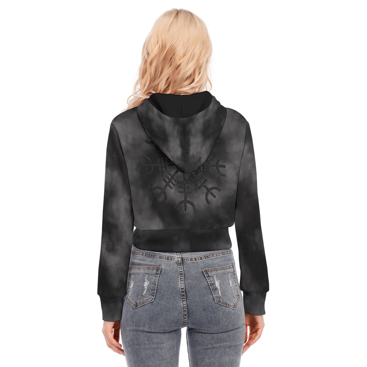 All-Over Print Women's Crop Top Hoodie With Zipper Closure