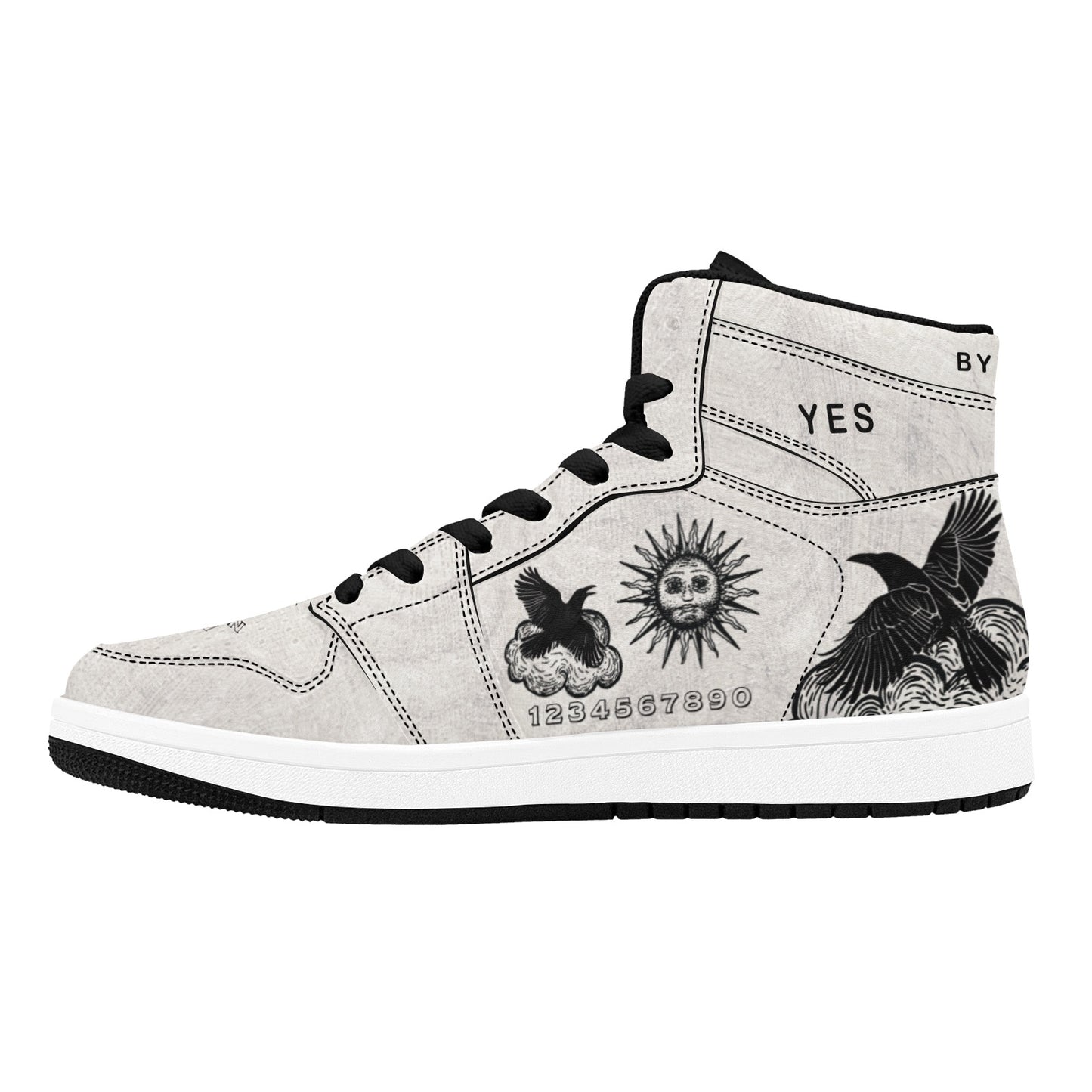 Scared & Alone Spirit Board Men's Vegan Leather High-Top Court Shoes  "Birch & Raven"