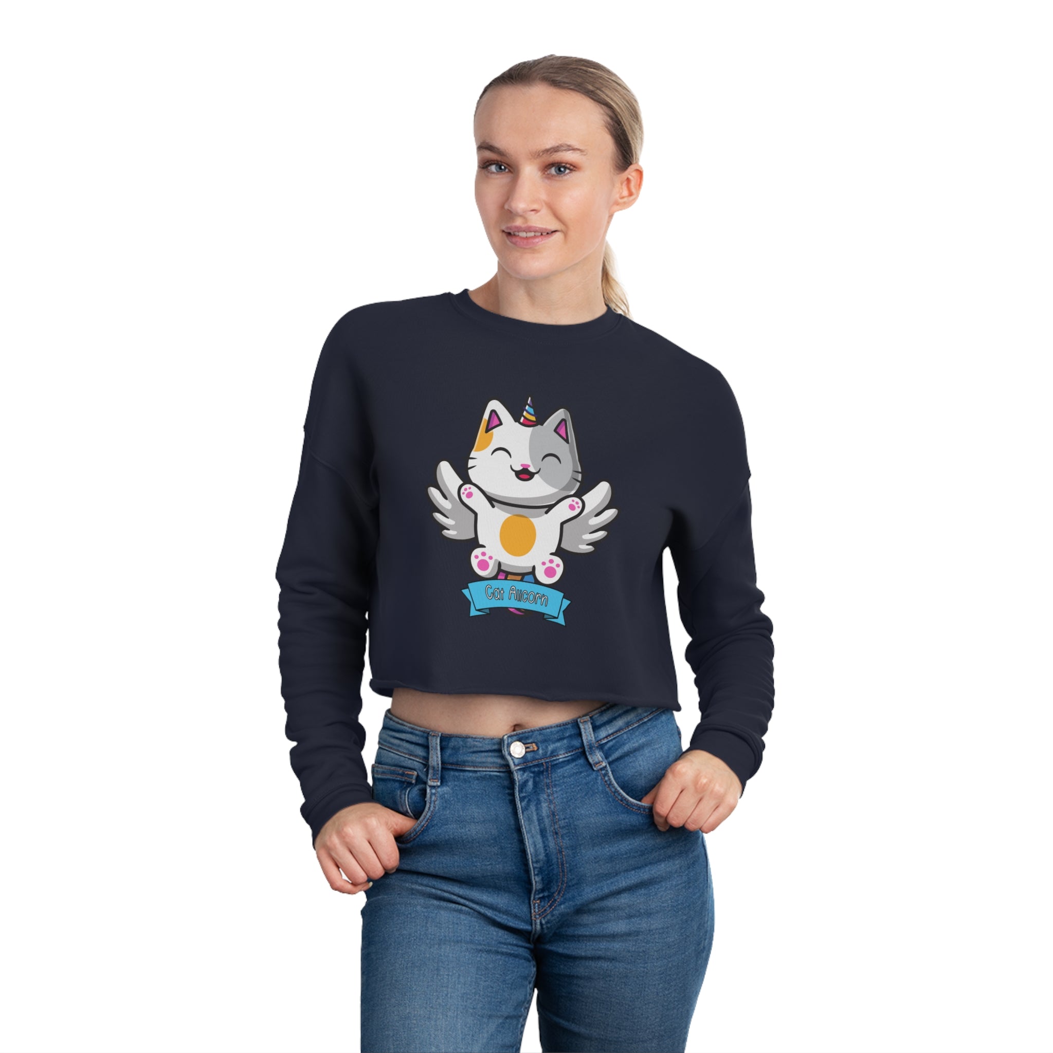 Spirit Cuties "Cat Alicorn" Women's Cropped Sweatshirt