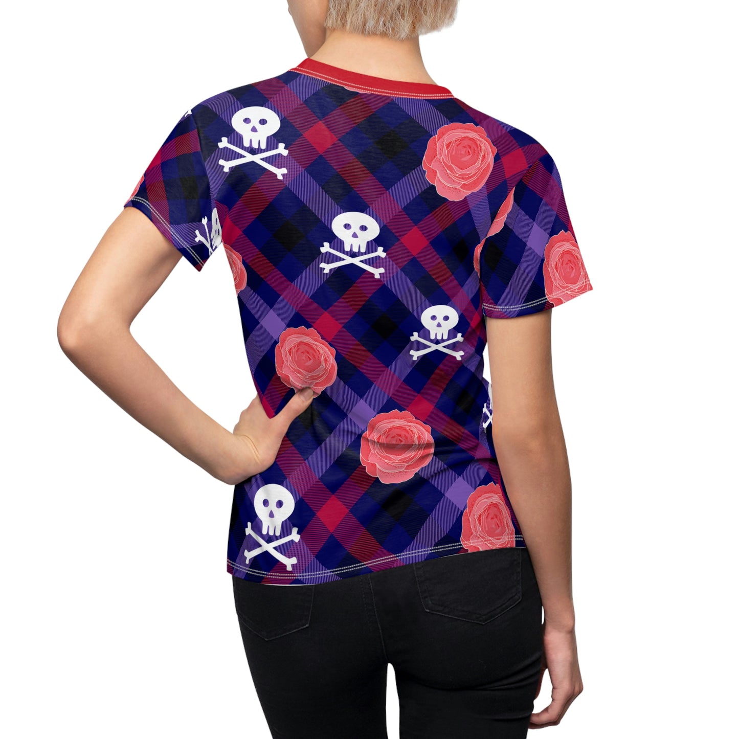 True Crime Plaid "Poison Rose" Women's Tee