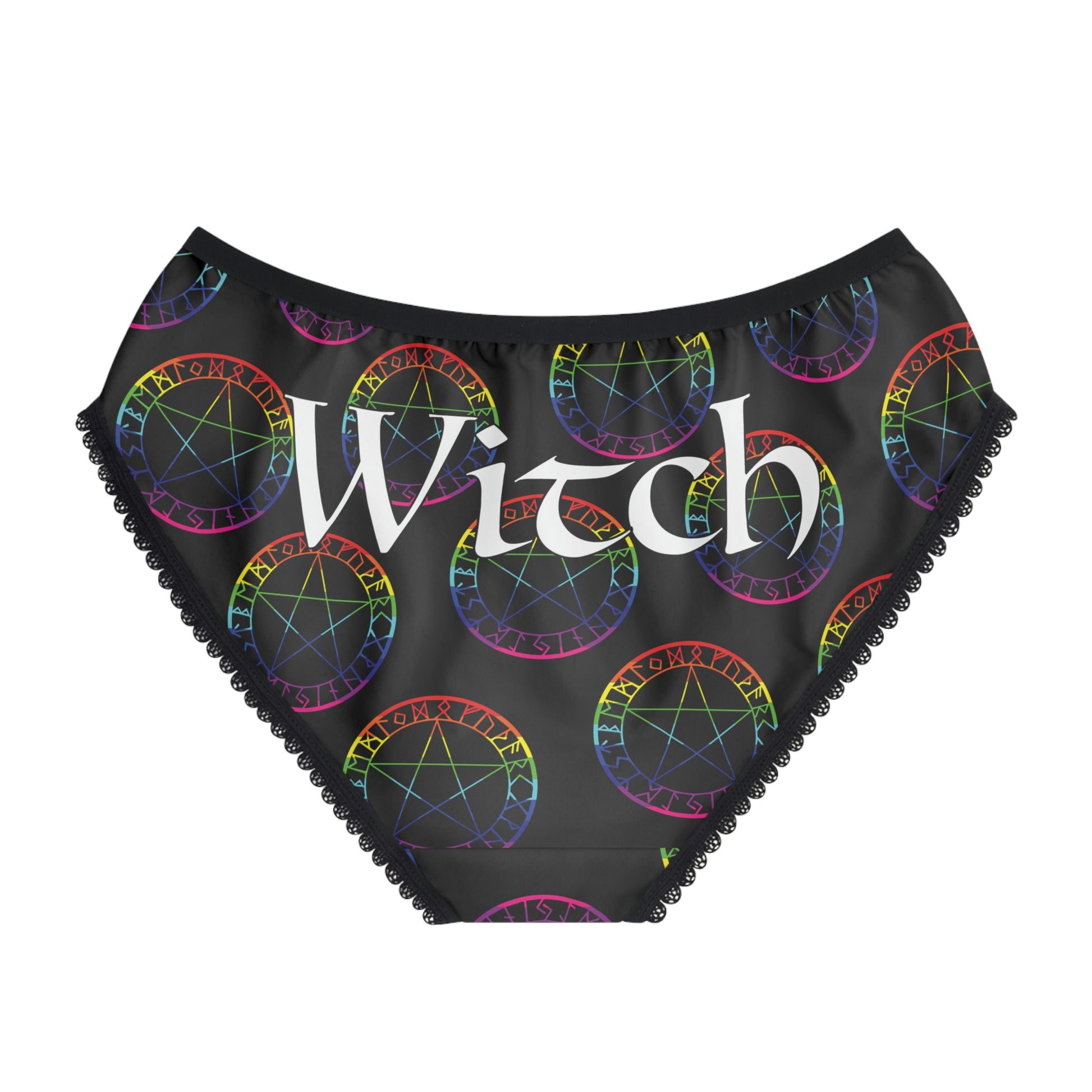 Patti's Power Panties Women's Bikini Briefs - "Witch - Rainbow in the Dark" (back  view)