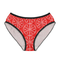 Patti's Power Panties by Patti Negri - "Luck" Women's Bikini Brief Panty with the Luck Bind Rune "Gibu Auja" sigil in Bright Red (Product only, front view)