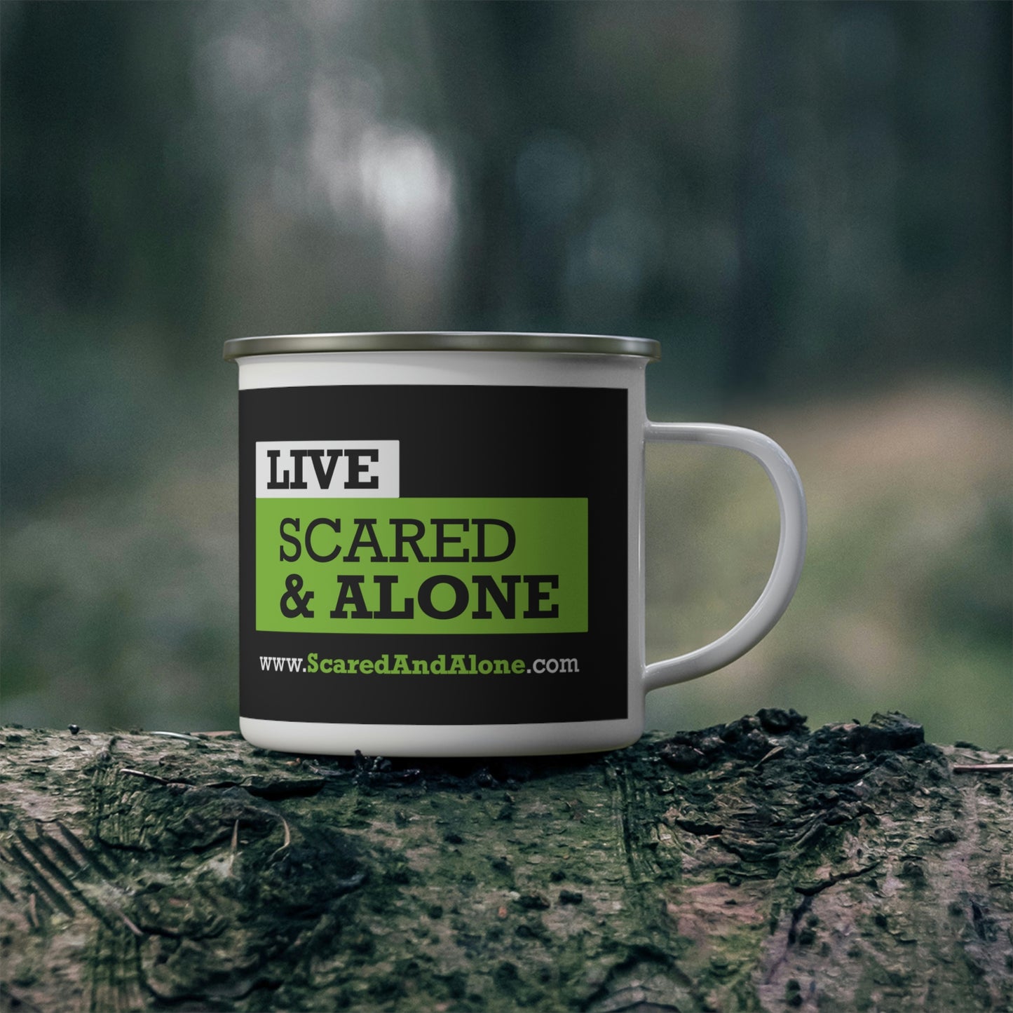 Scared & Alone Enamel Camping Mug