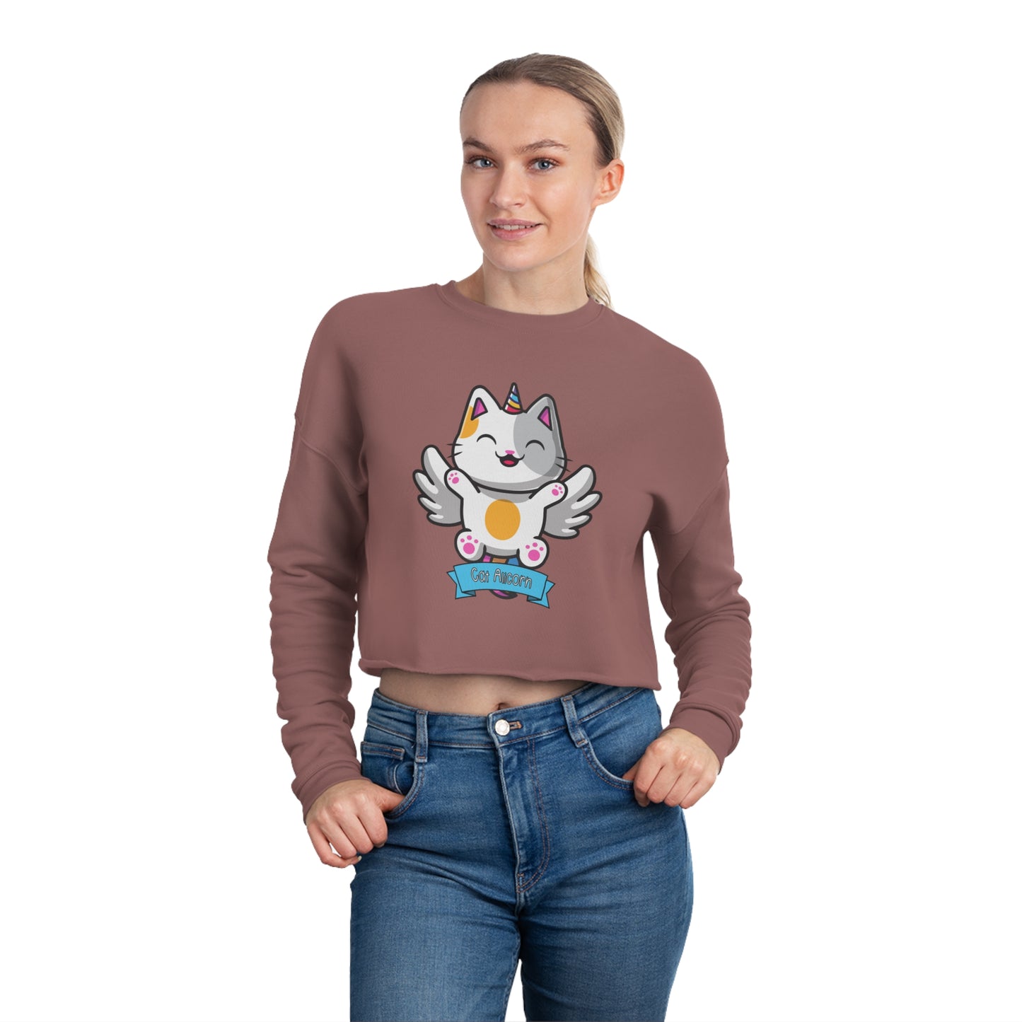 Spirit Cuties "Cat Alicorn" Women's Cropped Sweatshirt