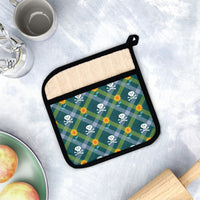 True Crime Pot Holder with Pocket in Pirates & Sunflowers Plaid