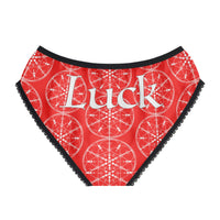 Patti's Power Panties by Patti Negri - "Luck" Women's Bikini Brief Panty with the Luck Bind Rune "Gibu Auja" sigil in Bright Red (Product only, back view)
