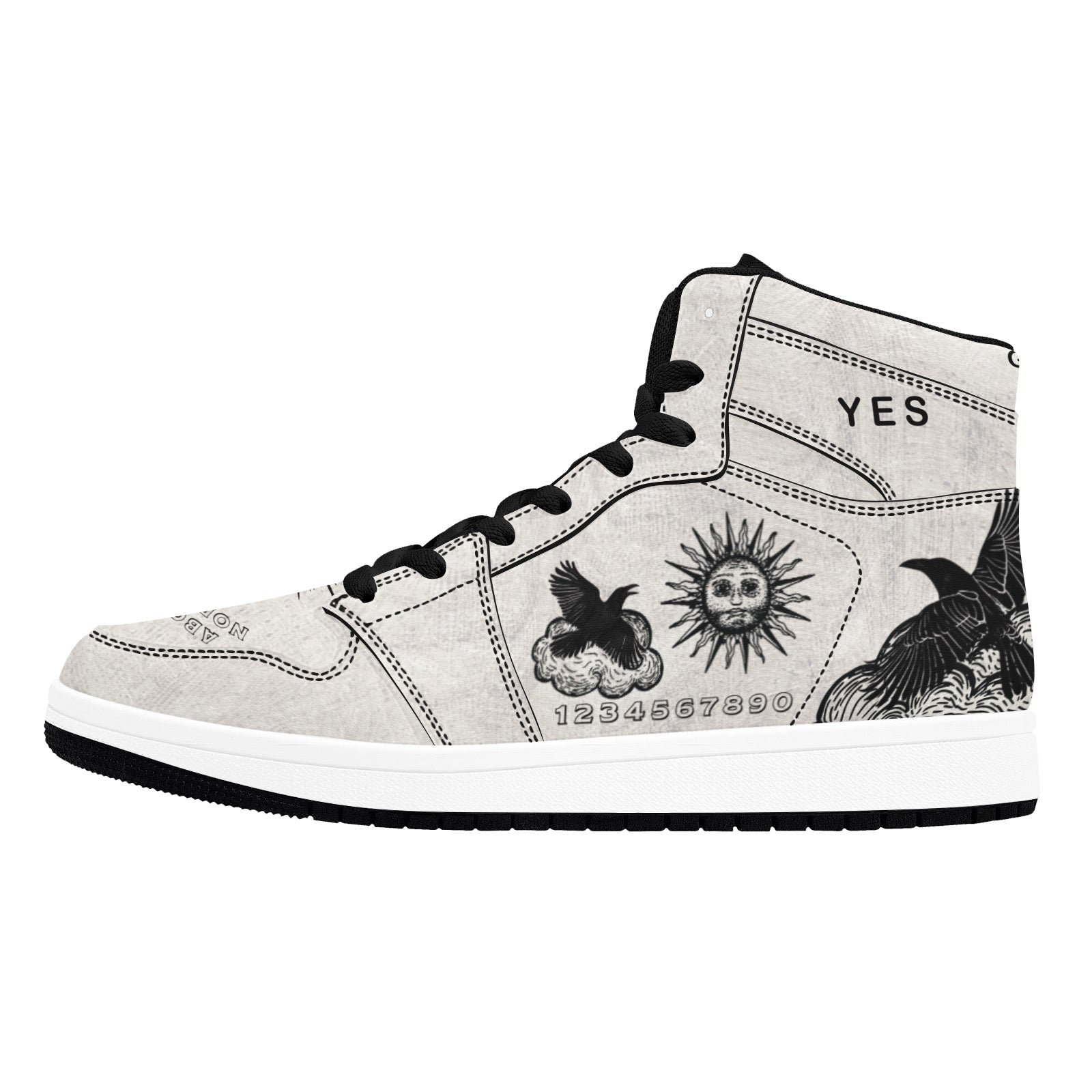 Scared & Alone Spirit Board Men's Vegan Leather High-Top Court Shoes  "Birch & Raven"